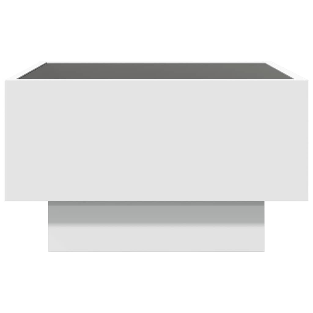 Mesa de centro con LED madera de ingeniería blanca 50x50x30 cm