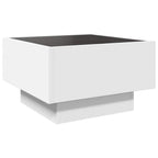 Mesa de centro con LED madera de ingeniería blanca 50x50x30 cm