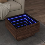 Mesa de centro con LED madera de ingeniería blanca 50x50x30 cm