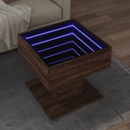 Mesa de centro con LED madera de ingeniería blanca 50x50x30 cm