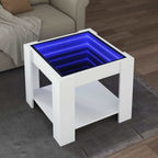 Mesa de centro con LED madera de ingeniería blanca 50x50x30 cm