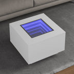Mesa de centro con LED madera de ingeniería blanca 50x50x30 cm