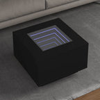 Mesa de centro con LED madera de ingeniería blanca 50x50x30 cm