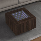 Mesa de centro con LED madera de ingeniería blanca 50x50x30 cm