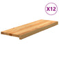 Peldaños de escalera 12 uds madera maciza 70x30x2 cm