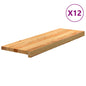 Peldaños de escalera 12 uds madera maciza 70x30x2 cm