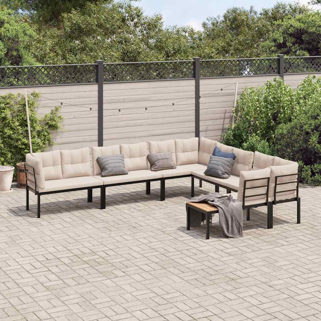 Set sofás jardín y cojines 5 pzas ratán sintético gris