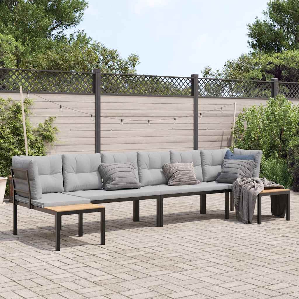 Set sofás jardín 5 pzas con cojines madera maciza pino blanco