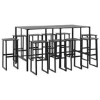 Juego de mesa alta y taburetes de jardín 11 piezas acero negro