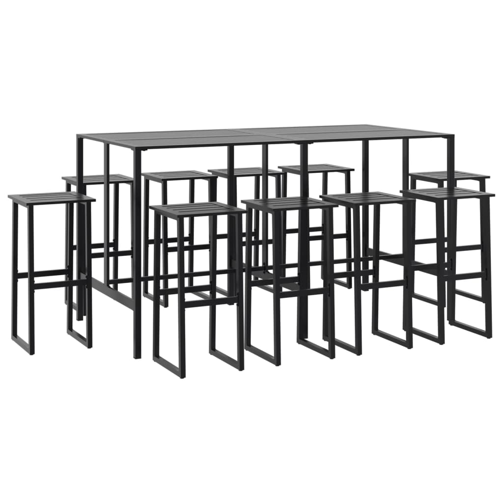 Juego de mesa alta y taburetes de jardín 11 piezas acero negro