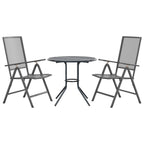 Set de sillas jardín reclinables 3 piezas acero antracita