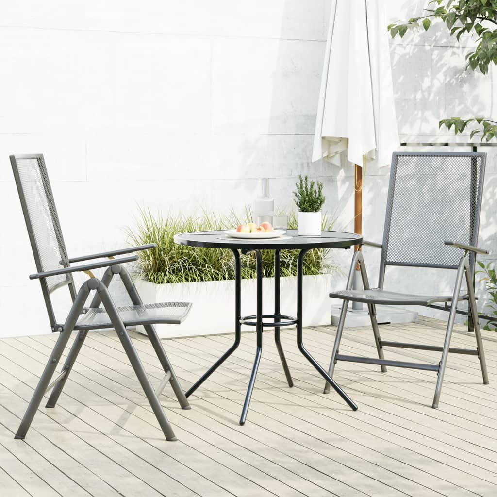 Set de sillas jardín reclinables 3 piezas acero antracita
