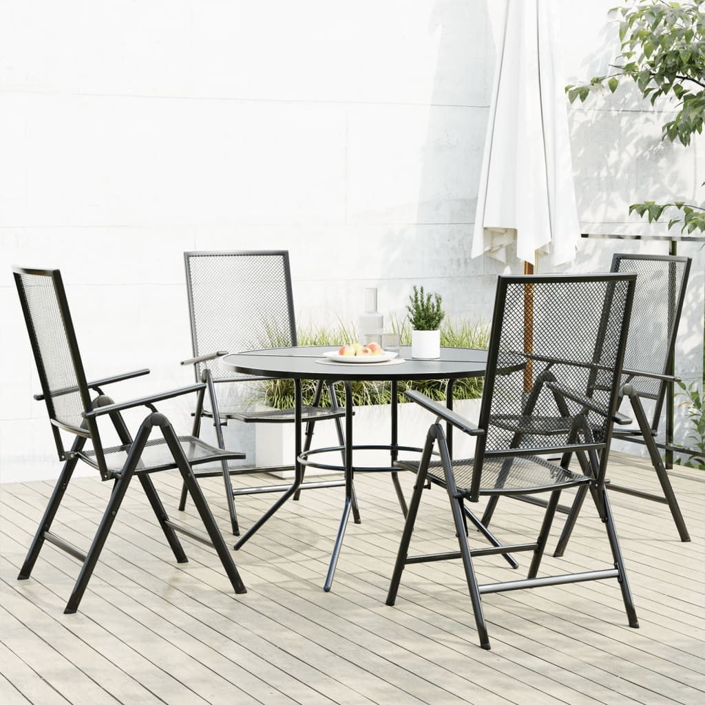 Conjunto de cadeiras de jardim reclináveis 3 peças aço antracite