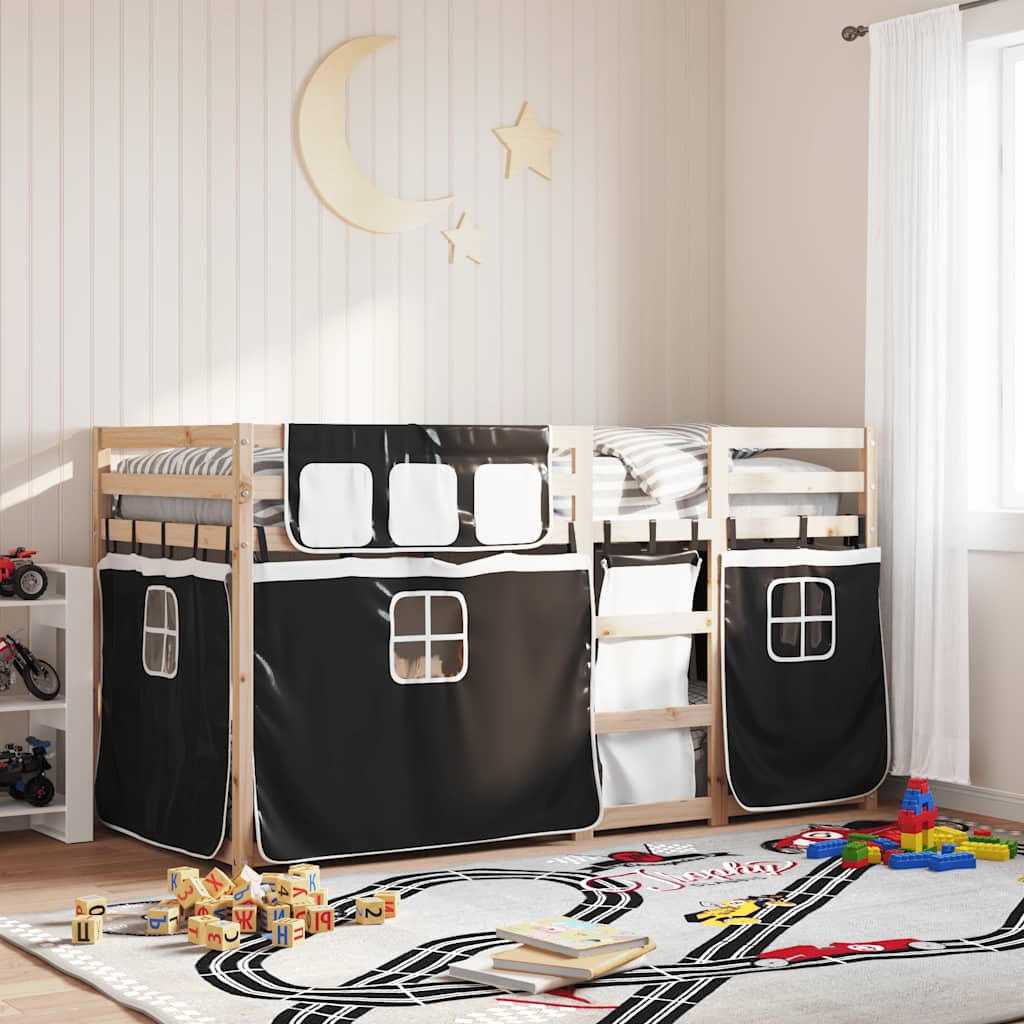 Cama con techo madera maciza de pino blanco 80x200 cm