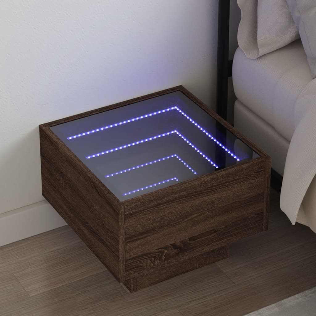 Mesa de centro con Infinity LED gris Sonoma 40x40x30 cm