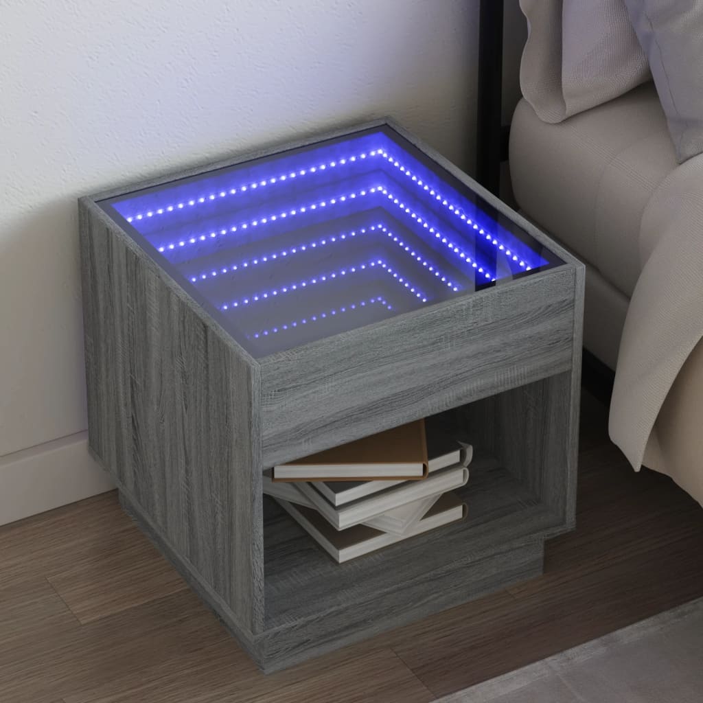 Mesa de centro con Infinity LED gris Sonoma 40x40x30 cm