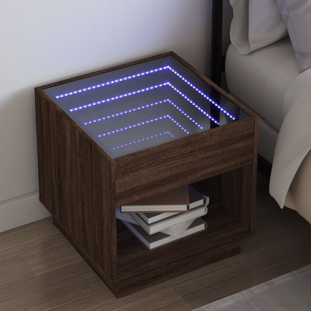 Mesa de centro con Infinity LED gris Sonoma 40x40x30 cm