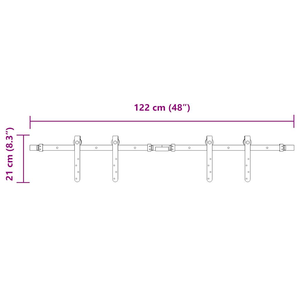 Kit de puerta corredera de armario acero carbono 122 cm