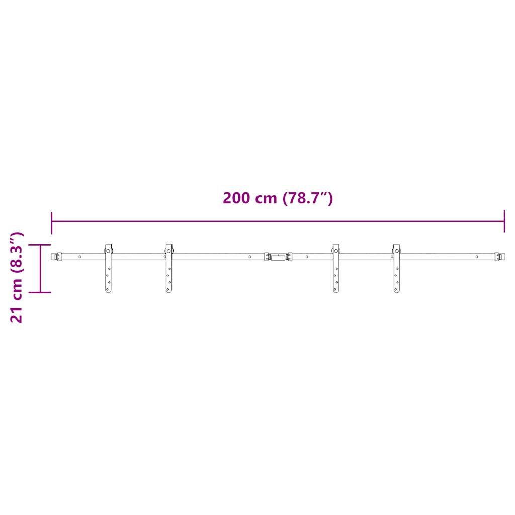 Kit de puerta corredera de armario acero carbono 200 cm