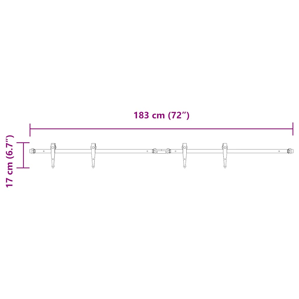 Kit de puerta corredera de armario acero carbono 183 cm