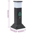 Columna de 2 enchufes de exterior con lámpara 16x16x39,5 cm