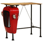 Mesa bar tractor madera maciza mango rojo y marrón 55x120x107cm