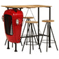 Conjunto de mesa e bancos de bar 5 peças madeira de mangueira maciça