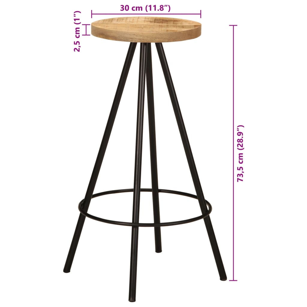 Set de mesa y taburetes de bar 5 piezas madera maciza de mango