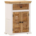 Aparador madera maciza mango rugosa blanco marrón 55x30x73 cm