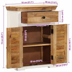 Aparador madera maciza mango rugosa blanco marrón 55x30x73 cm
