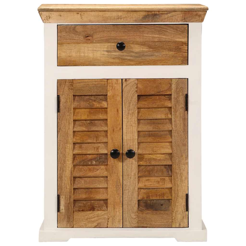 Aparador madera maciza mango rugosa blanco marrón 55x30x73 cm