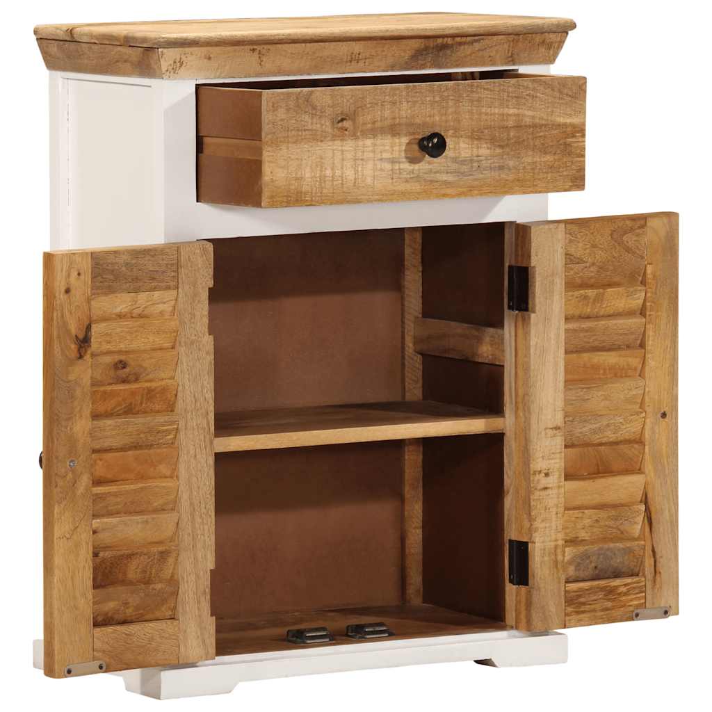 Aparador madera maciza mango rugosa blanco marrón 55x30x73 cm