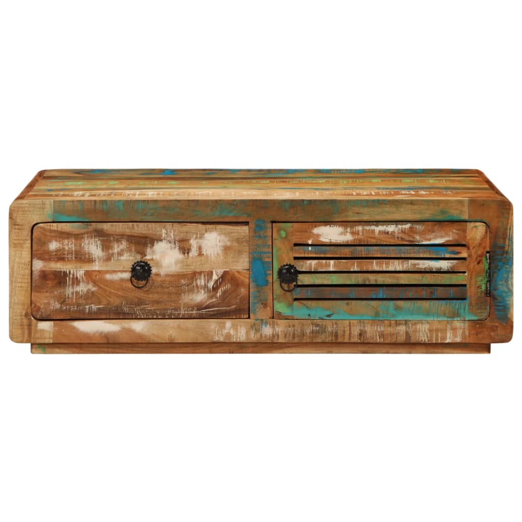 Mesa de centro de madera maciza reciclada 89x55x29 cm