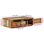 Mesa de centro de madera maciza reciclada 89x55x29 cm