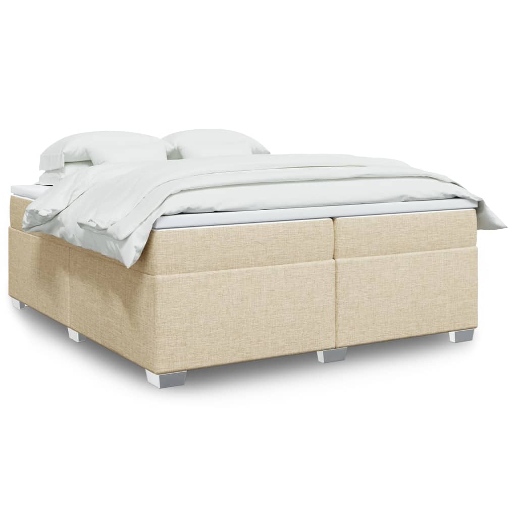 Cama box spring con colchón cuero sintético blanco 100x200 cm