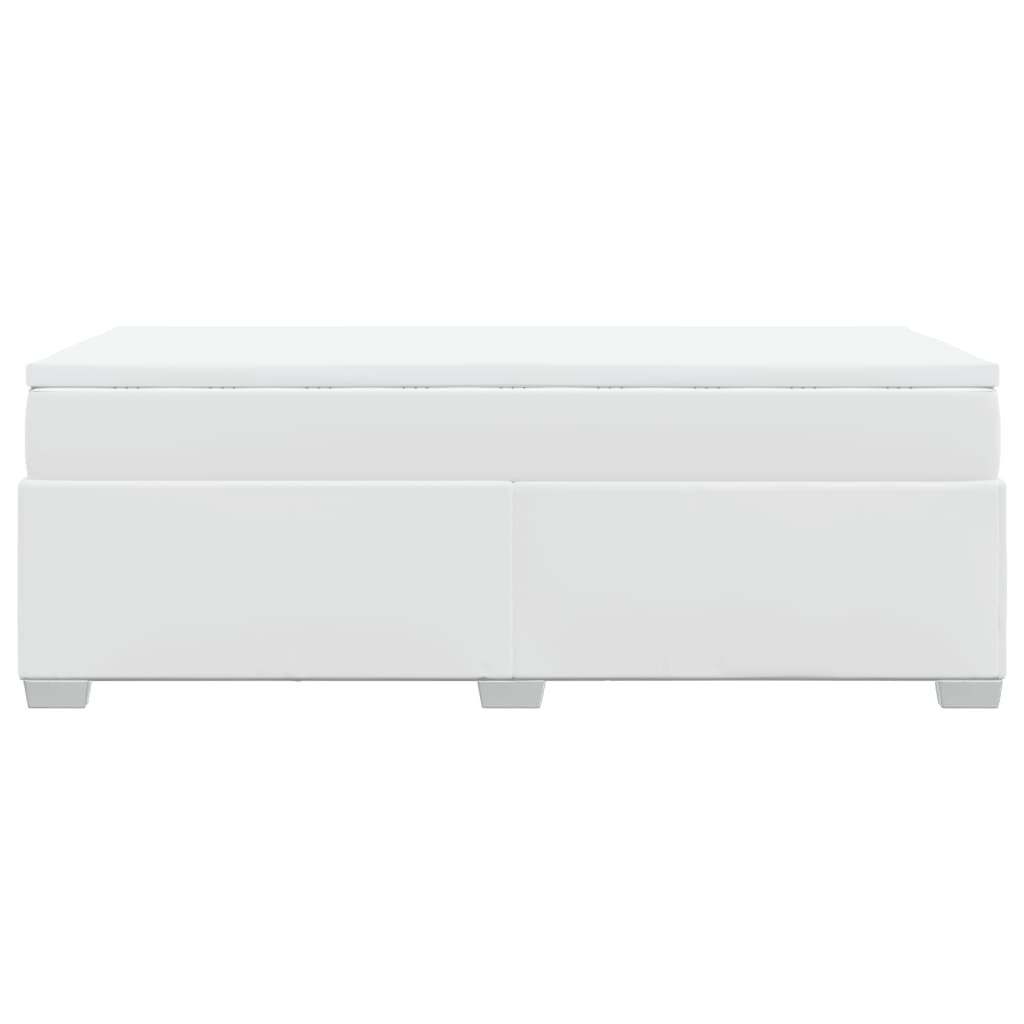 Cama box spring con colchón cuero sintético blanco 100x200 cm