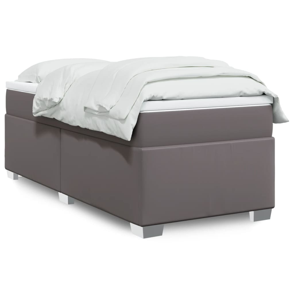 Cama box spring con colchón cuero sintético blanco 100x200 cm
