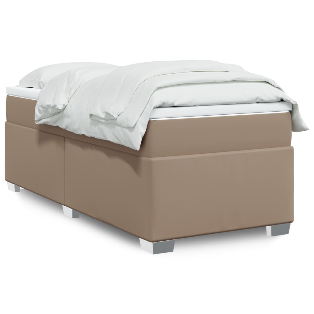 Cama box spring con colchón cuero sintético blanco 100x200 cm