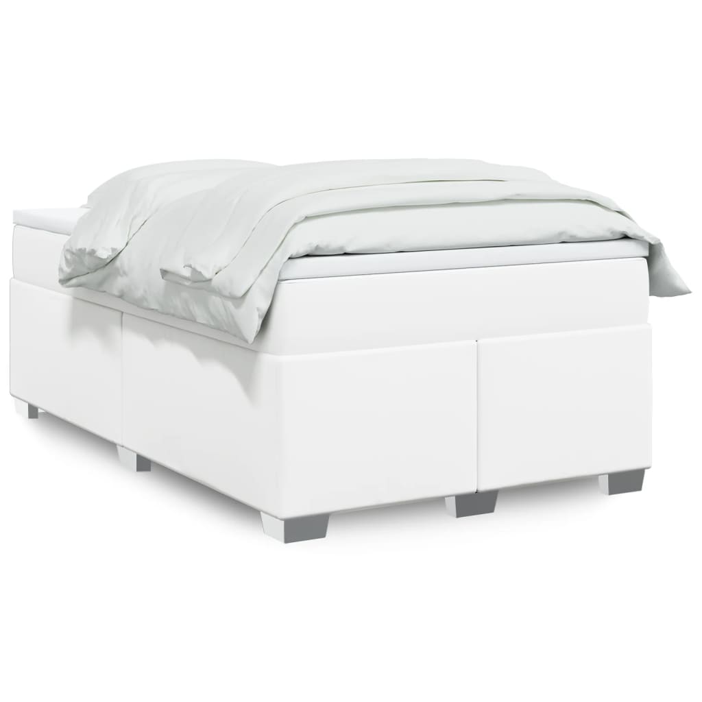 Cama box spring con colchón cuero sintético blanco 100x200 cm