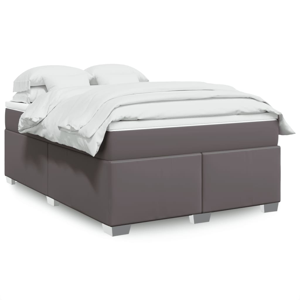 Cama box spring con colchón cuero sintético blanco 100x200 cm