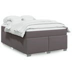 Cama box spring con colchón cuero sintético blanco 100x200 cm