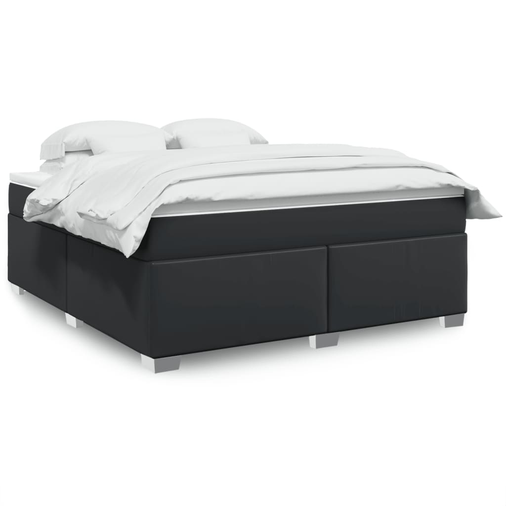 Cama box spring con colchón cuero sintético blanco 100x200 cm