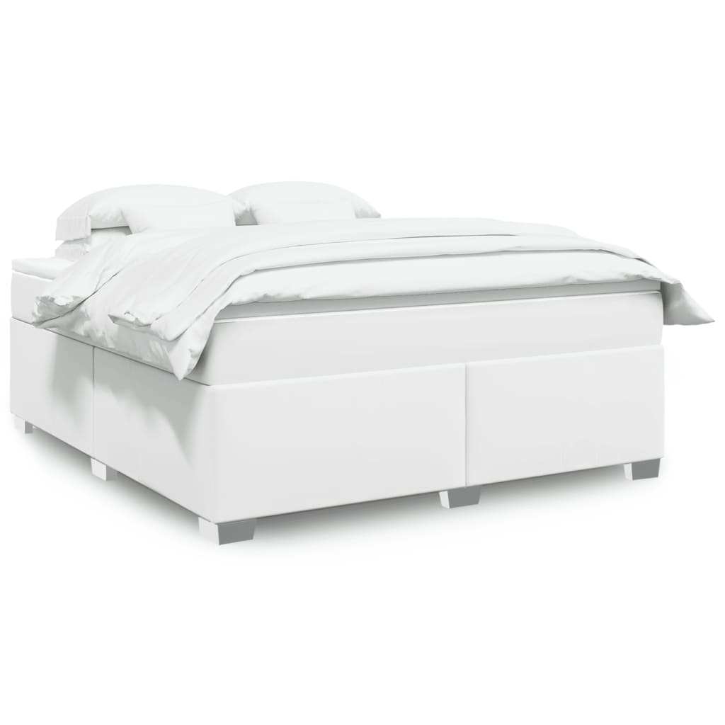 Cama box spring con colchón cuero sintético blanco 100x200 cm