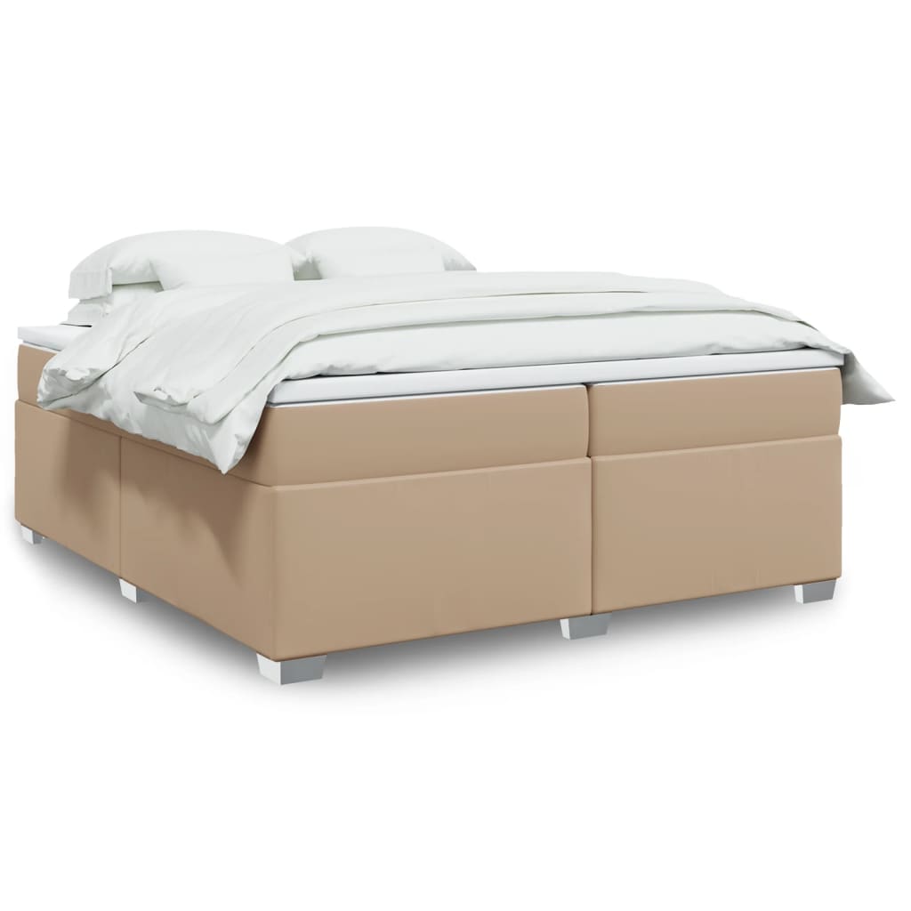 Cama box spring con colchón cuero sintético blanco 100x200 cm