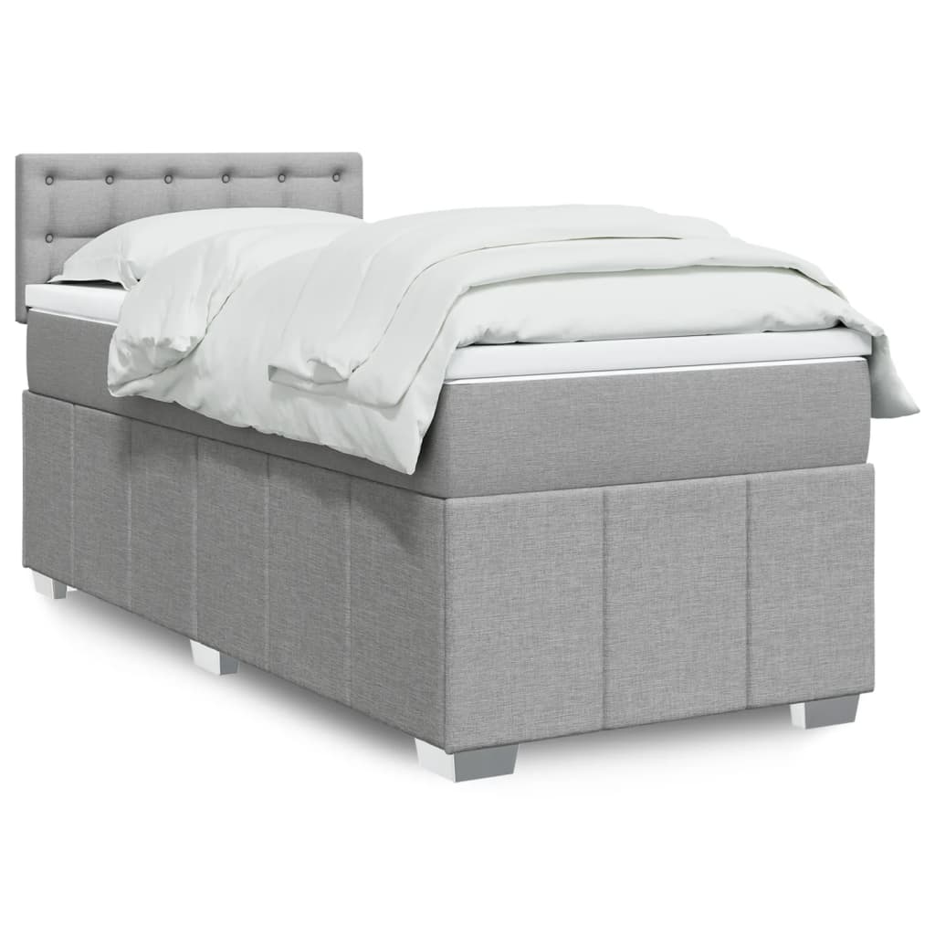 Cama box spring con colchón cuero sintético blanco 100x200 cm