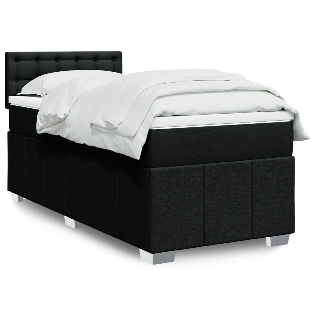 Cama box spring con colchón cuero sintético blanco 100x200 cm