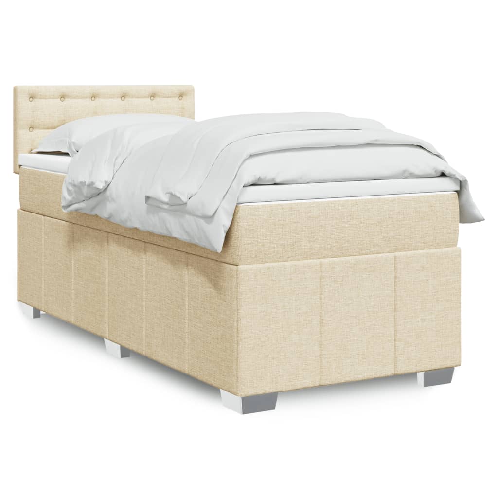 Cama box spring con colchón cuero sintético blanco 100x200 cm