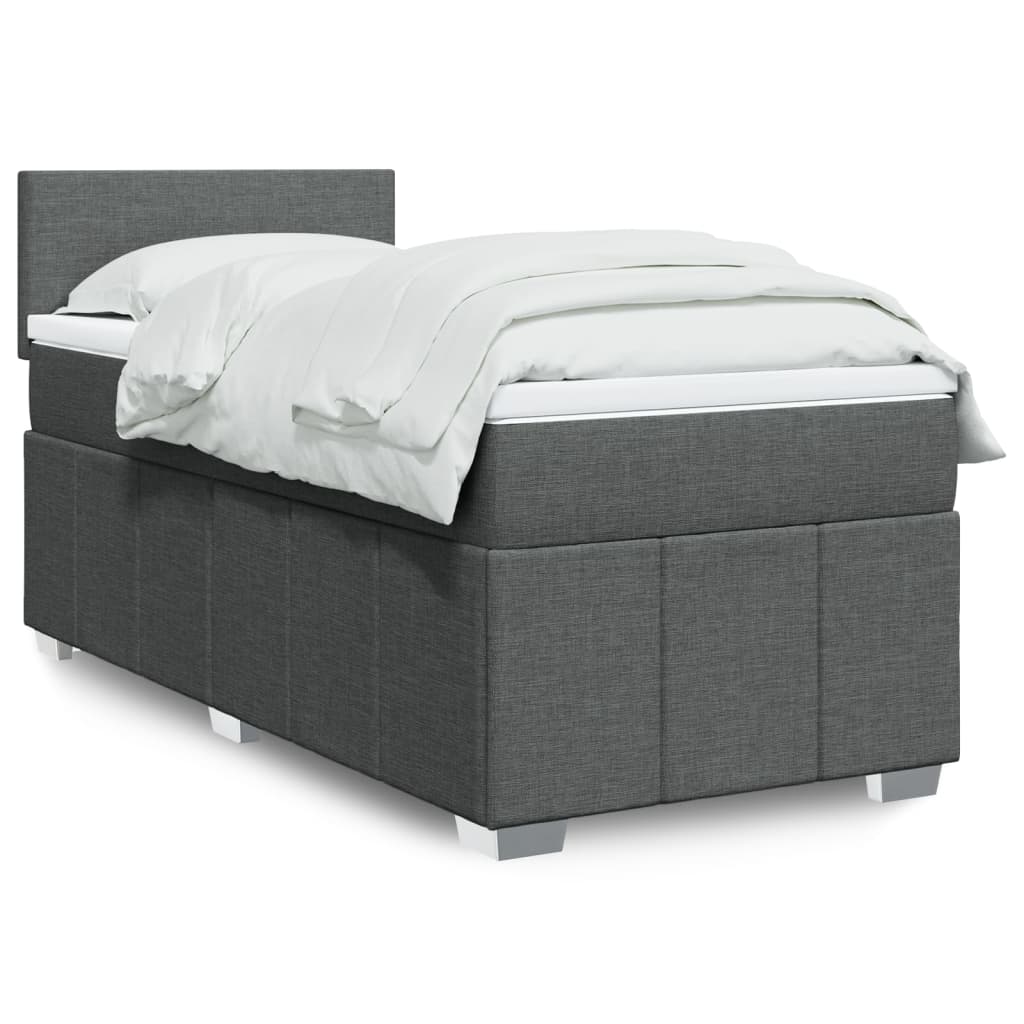 Cama box spring con colchón cuero sintético blanco 100x200 cm