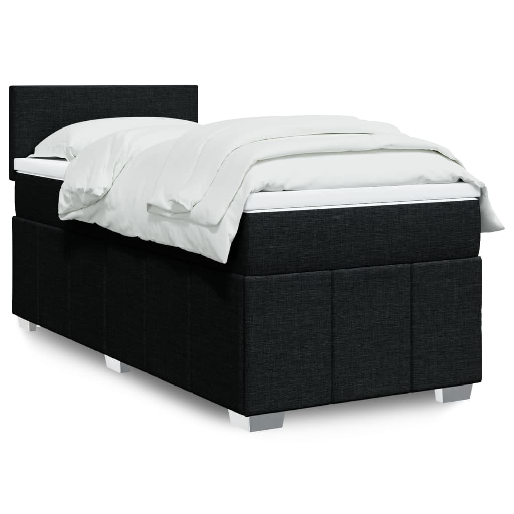 Cama box spring con colchón cuero sintético blanco 100x200 cm