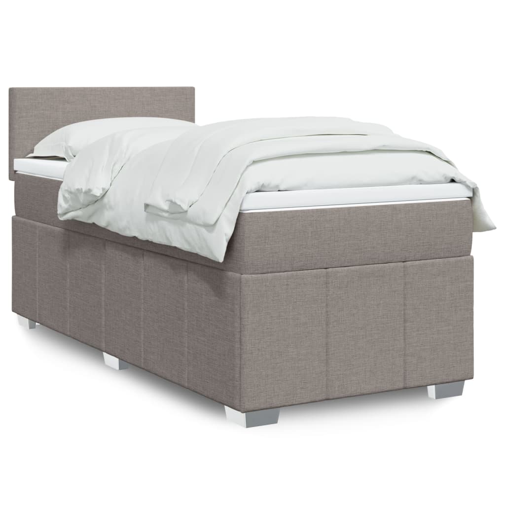 Cama box spring con colchón cuero sintético blanco 100x200 cm